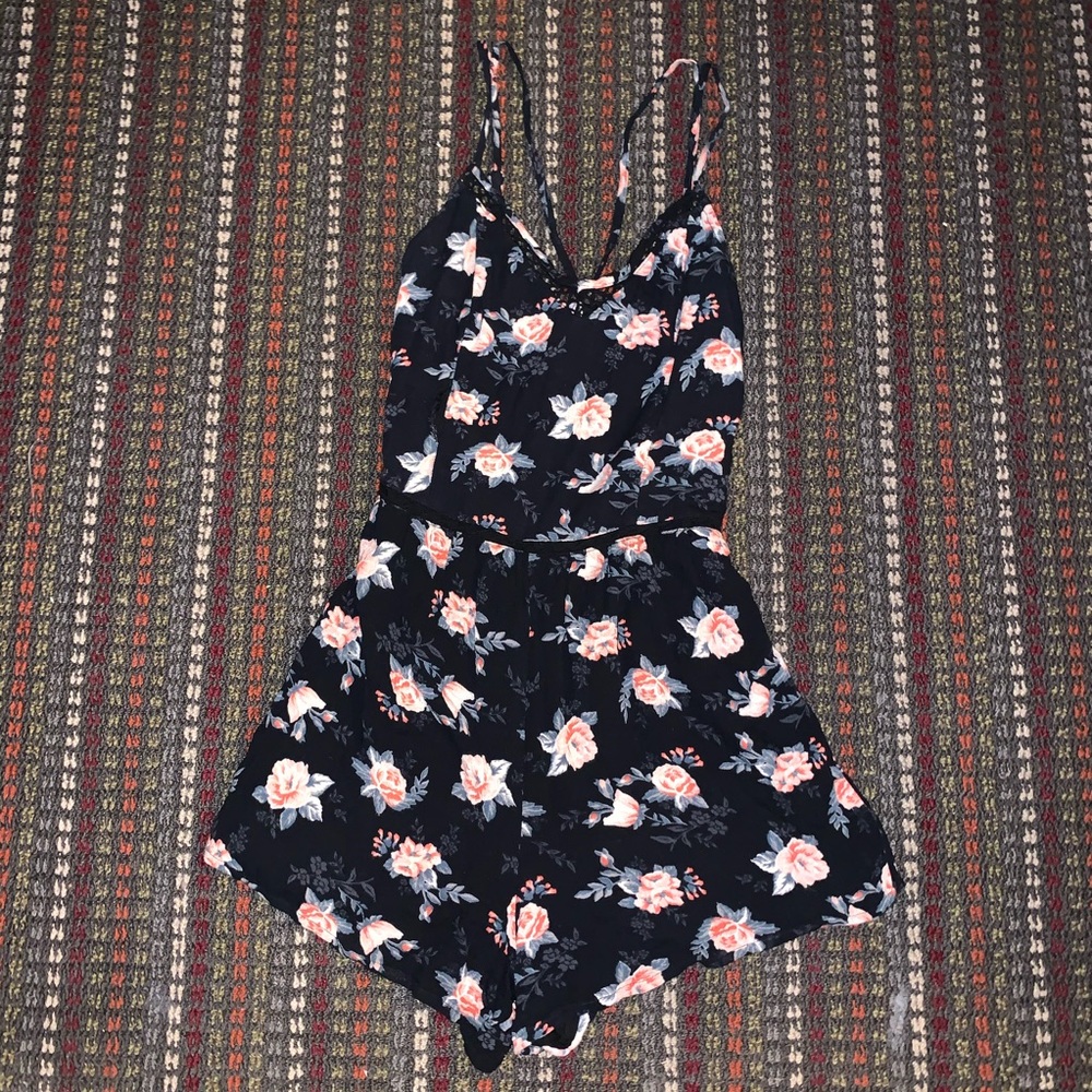 Hollister black floral romper